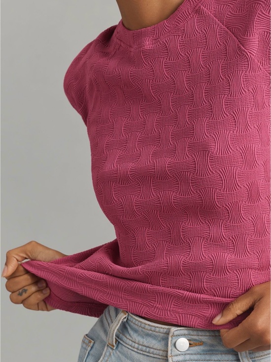 Blue Tassel Tops - Anthropologie Blue Tassel Textured Baby Tee in Pink size 2X